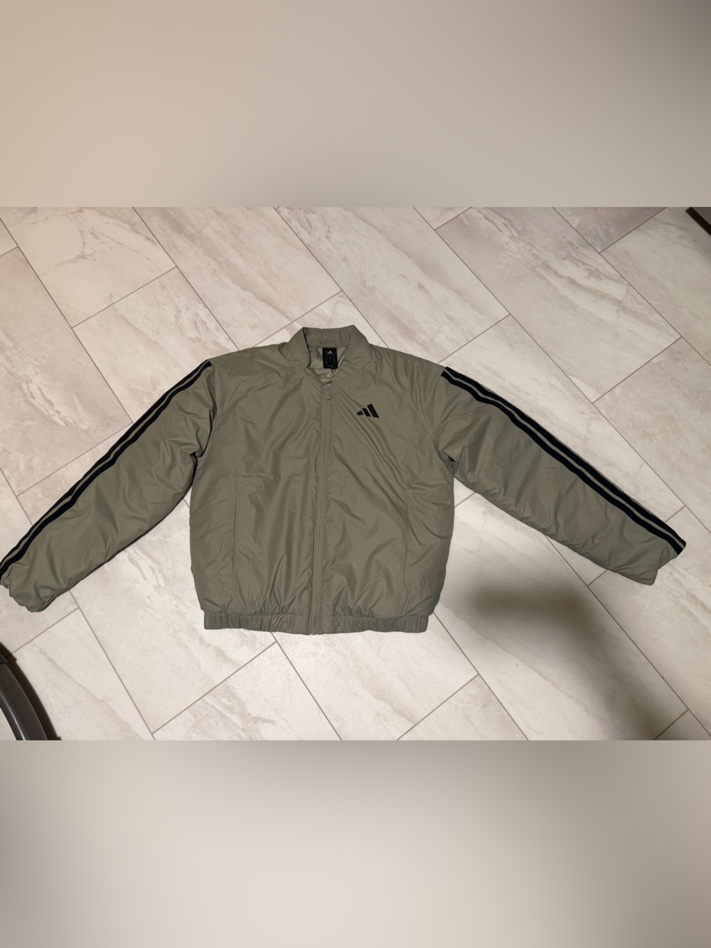Adidas Olive Green Jacket with Black Stripe Sleeves